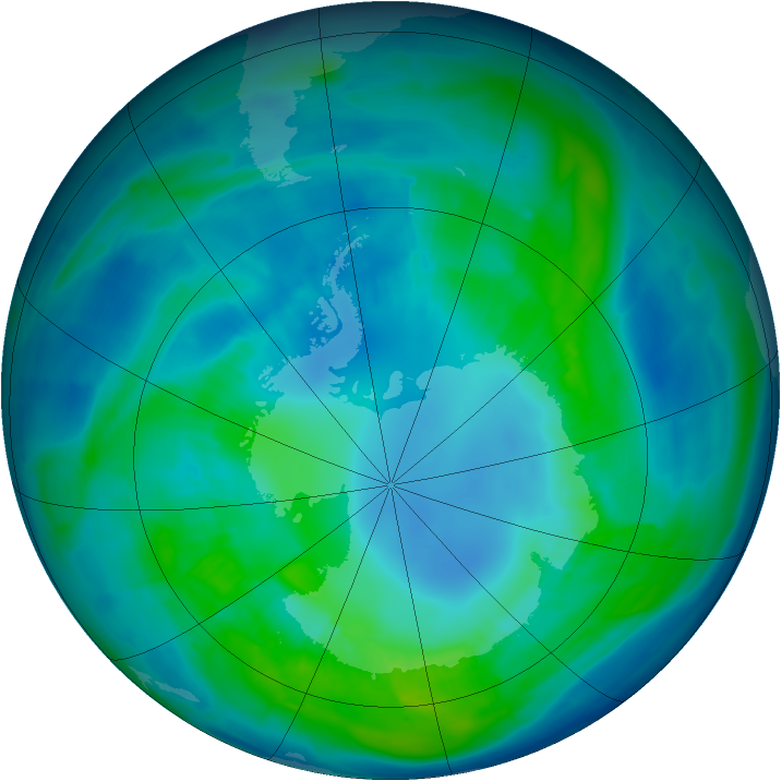 Antarctic ozone map for 17 April 2015